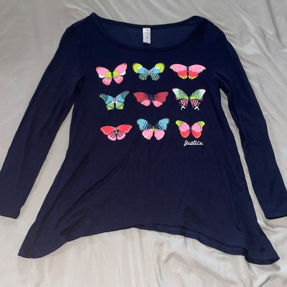 Justice navy blue long sleeves shirt. Size US 8